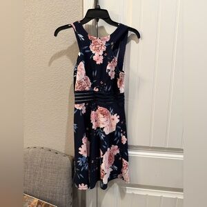 Speechless Navy Floral Sleeveless Fit & Flare Dress